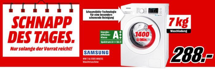 SAMSUNG WW7AJ5585MW/EG   7kg Waschamschine A+++ für nur 288€