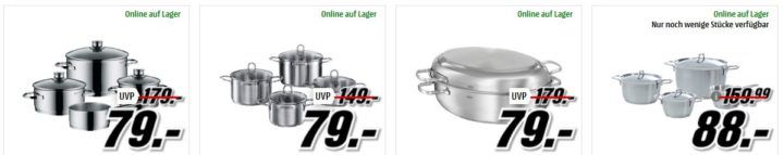 Media Markt: Töpfe zu Hammerpreisen bis Mitternacht   z. B 4 teiliges ELO Set für 59€ (statt 79€)