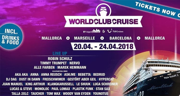 5 Tage All In World Club Cruise auf MeinSchiff 2 mit Robin Schulz & Gestört aber GeiL + Flug & Transfers ab 999€