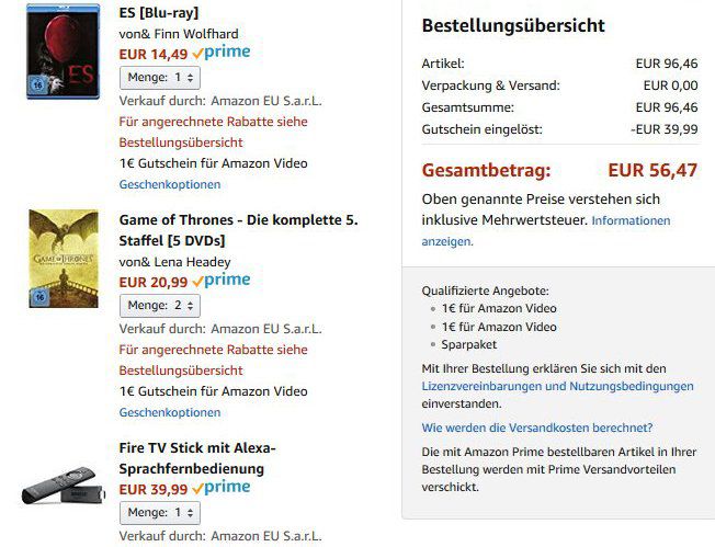 Fire TV Stick GRATIS bei Kauf von Filmen oder Serien im Wert von 50€