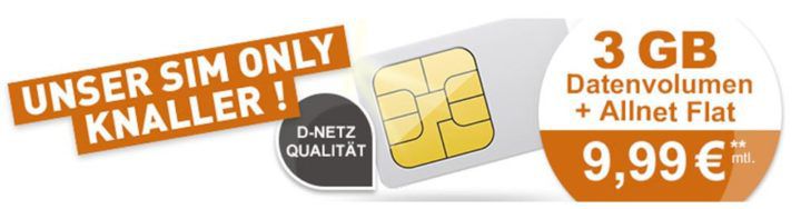 SIM only: Klarmobil AllNet & SMS Flat inkl. 3 GB Daten für nur 9,99€ mtl.