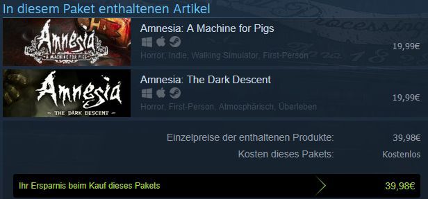 Amnesia Collection (Steam Key) gratis   nur für kurze Zeit