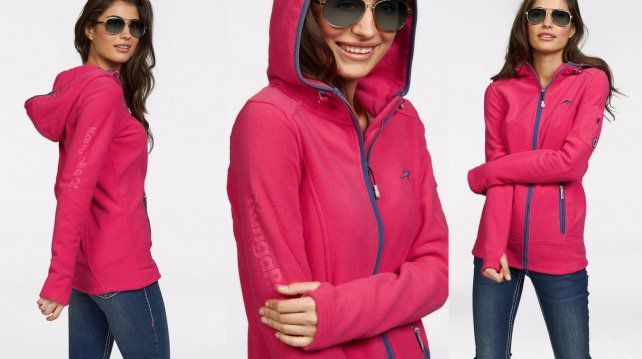 mit Damen 55€) Fleecejacke (statt KangaROOS Kontrastfarben 16,99€ ab