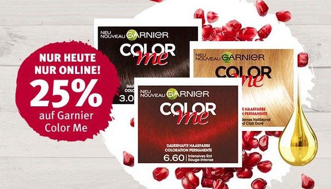 Rossmann: 25% Rabatt auf Garnier Color Me Haarfarben