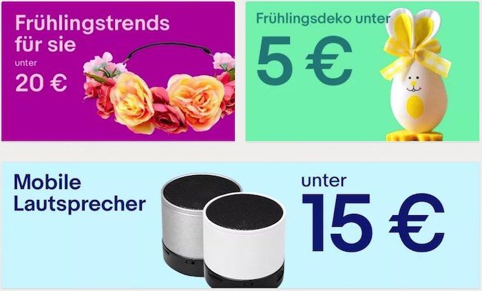 eBay Shopping unter 20€   z.B. Frühlingsdeko unter 5€ oder Fitnesstracker unter 10€