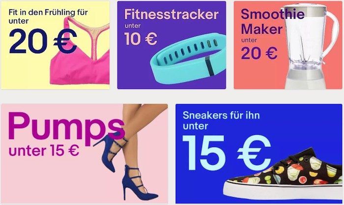 eBay Shopping unter 20€   z.B. Frühlingsdeko unter 5€ oder Fitnesstracker unter 10€