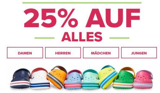 Crocs mit 25% Rabatt auf (fast) bis Mitternacht   günstige Schuhe für Damen, Herren und Kinder