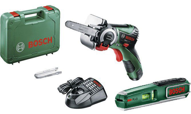 Vorbei! Bosch EasyCut 12 Micro Kettensäge + Bosch PLL5 Laserwasserwaage für 109€ (statt 147€)