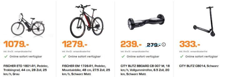SATURN e Mobility Nacht: z.B. FISCHER CITY 28 eCitybike für 999€ (statt 1.299€)