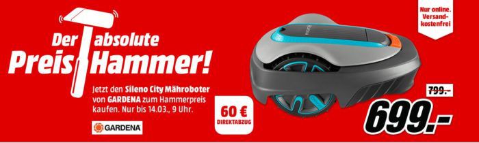 MM Preishammer: GARDENA Sileno City 250 Mähroboter für 639€