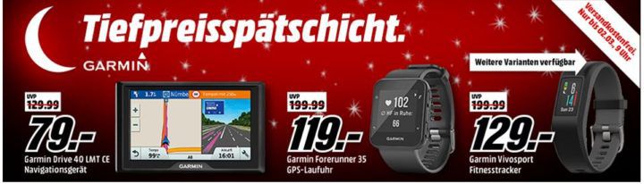 Media Markt Garmin FitnessTracker und Navis Tiefpreisspätschicht: z.B. GARMIN DRIVE 40 LMT CE PKW Zentraleuropa  für 79€ (statt 90€)