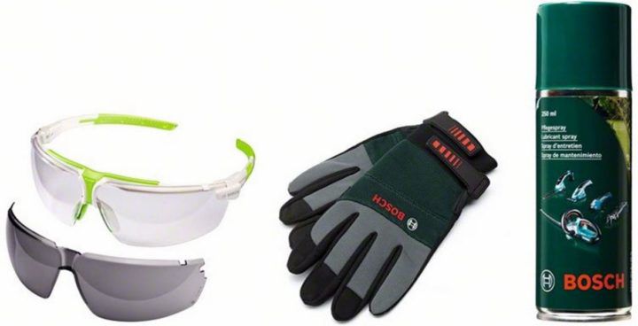 Schnell! BOSCH Woodcare Kit Gartenpflege Set (Schutzbrille, Gartenhandschuhe, Pflegespray) für 10€ (statt 30€)