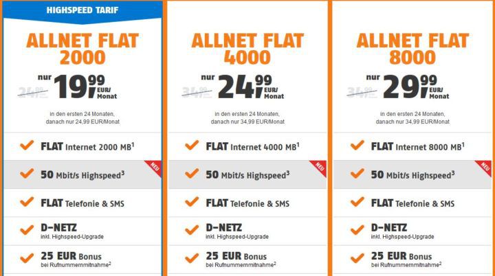 SIM only Knaller: D Netz AllNet & SMS Flat inkl.Datenflat bis 8 GB (max. 50Mbit/s) ab 19,99€ mtl.