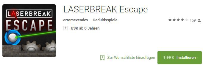 LASERBREAK Escape (Android) gratis statt 1,99€