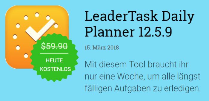 LeaderTask Daily Planner (Jahreslizenz, Windows) kostenlos