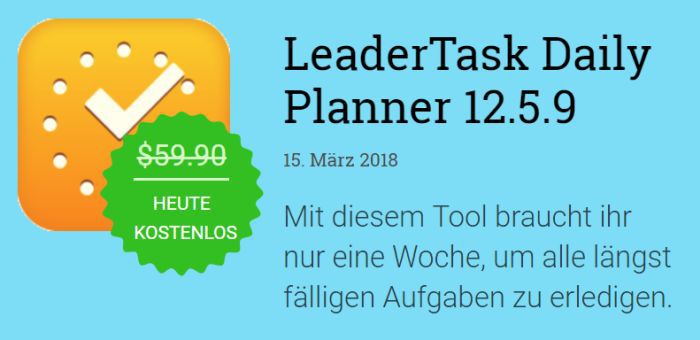 LeaderTask Daily Planner (Jahreslizenz, Windows) kostenlos