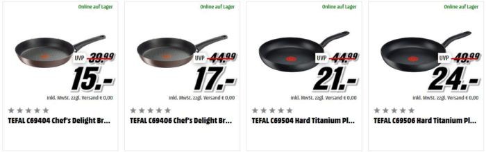 MM Preishammer: günstige TEFAL Pfannen ab 15€   z.B. TEFAL Hard Titanium Plus Bratpfanne für 24€ (statt 32€)