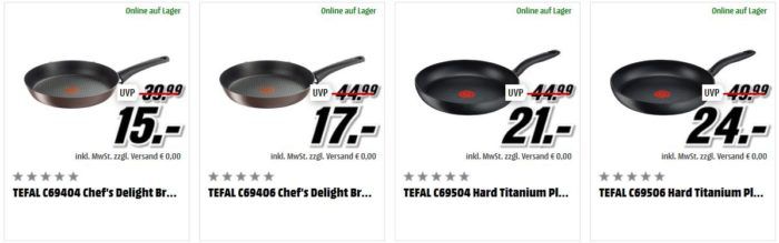 MM Preishammer: günstige TEFAL Pfannen ab 15€   z.B. TEFAL Hard Titanium Plus Bratpfanne für 24€ (statt 32€)