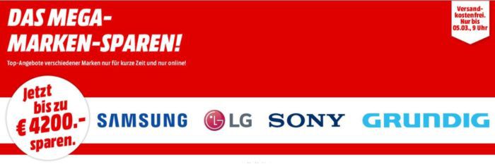 Media Markt Mega Marken Sparen: günstige Artikel von LG, Samsung, SONY und Grundig