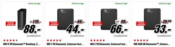 Media Markt Mega Marken Sparen: günstige Artikel von HP, Philips, Trekstor und WD