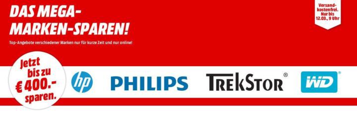 Media Markt Mega Marken Sparen: günstige Artikel von HP, Philips, Trekstor und WD