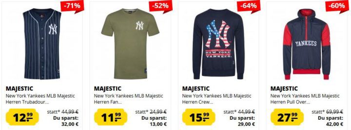 Kleiner New York Yankee Sale bei SportSpar   günstige Restgrößen z.B.  Hoody ab 16,99€