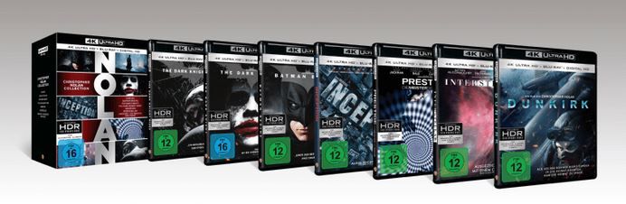 Nolan Collection 4K   Exklusiv + Digital Ultraviolet   (4K Ultra HD Blu ray + Blu ray) für 75€ (statt 130€)