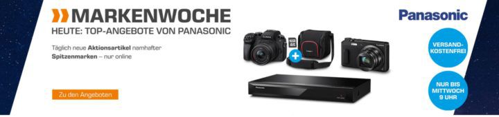 Saturn Markenwoche: heute Top Angebote von Panasonic   z.B. PANASONIC DMC G 7 Kamera + Zubehör für 499€