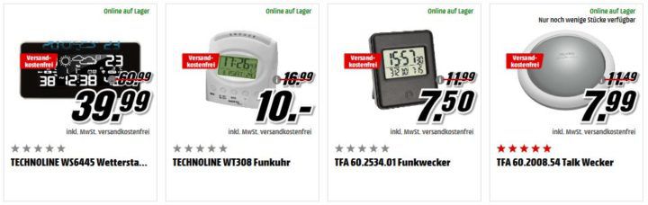 Media Markt Zeitumstellung: Funkwecker Radiowecker & Uhrenradios zu Top Preisen   z.B. TFA Cult Funkwecker statt 25€ für 7,50€