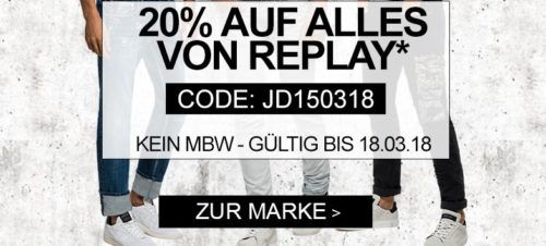 Jeans direct mit 20% Rabatt auf Replay Fashion ab 40 MBW