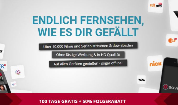 100 Tage Save.TV gratis (anschließend 50% Rabatt auf den regulären Preis)