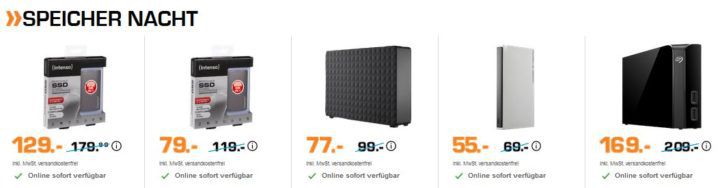 Saturn Gaming & Speicher Nacht: z.B. SEAGATE Backup Plus HUB Desk 8TB für 169€