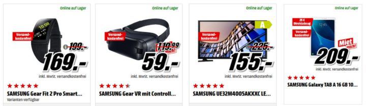 Media Markt Samsung Tiefpreisspätschicht :  günstige Fernseher, Smartwatches & VR, Monitor & Tablets