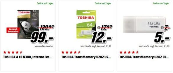 Media Markt Toshiba Speicher Tiefpreisspätschicht: TOSHIBA 4 TB Canvio für Desktop für 88€ (statt 129€)