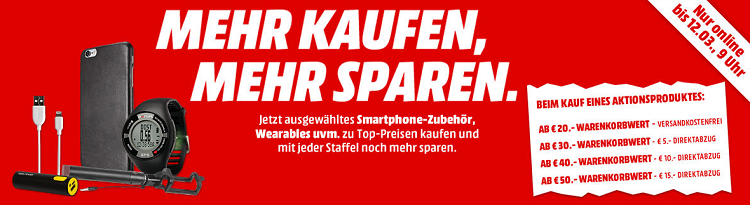 Media Markt   Staffelrabatt auf ausgewähltes Smartphone Zubehör, Wearables, Powerbanks