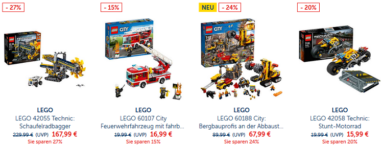 10% Rabatt auf Lego bei myToys   z.B. Lego Technic Schaufelradbagger (42055) für 162,24€ (statt 173€)