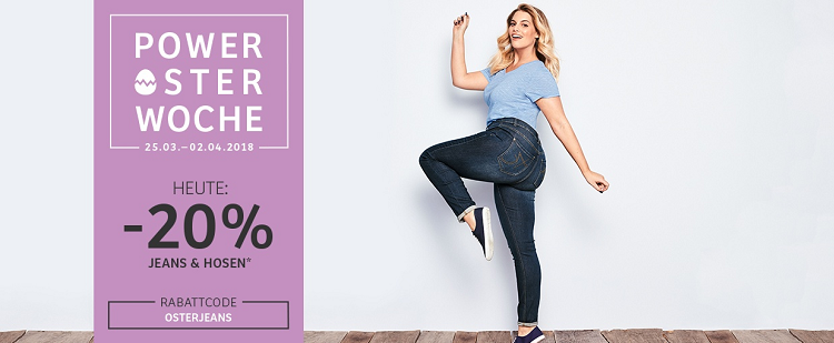 20% Rabatt auf Jeans und Hosen bei sheego