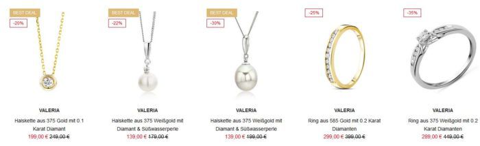 Valmano Gold Wochenende mit 20% extra Rabatt auf alles aus Gold: Schmuck, Uhren ....