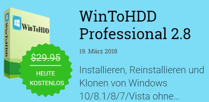 WinToHDD Professional 2.8 (Lifetime Lizenz, Windows) kostenlos