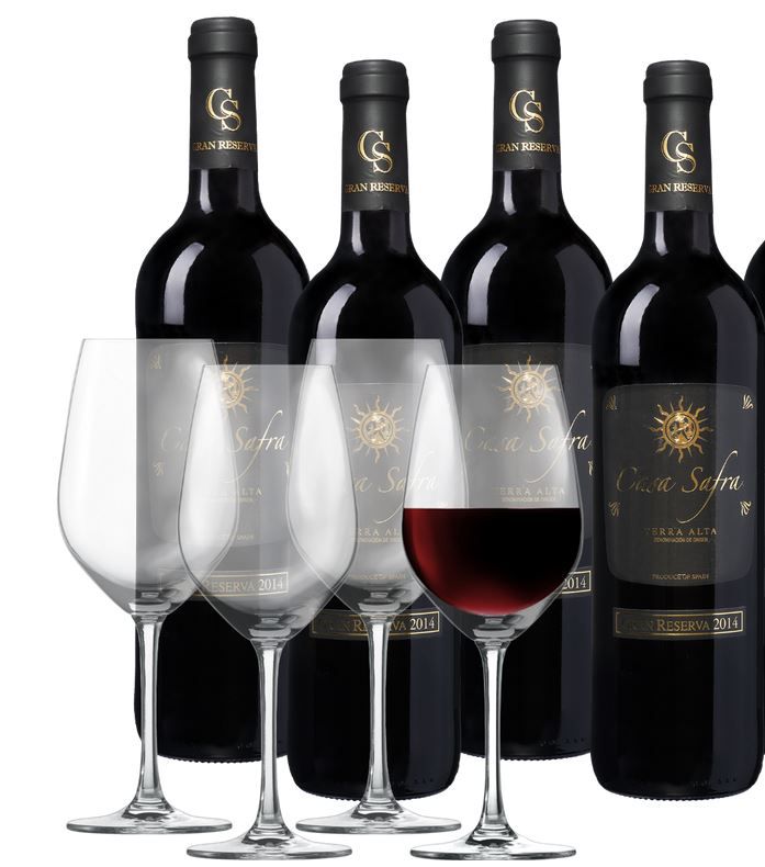 Casa Safra Terra Alta GR Rotwein 8 Flaschen + 4 Schott Zwiesel Weingläser für nur 44,99€