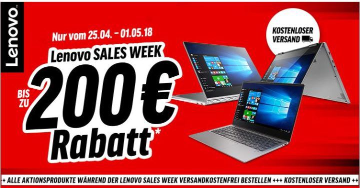 Bis zu 200€ Sofort Rabatt auf Lenovo IdeaPad & Yoga Notebooks