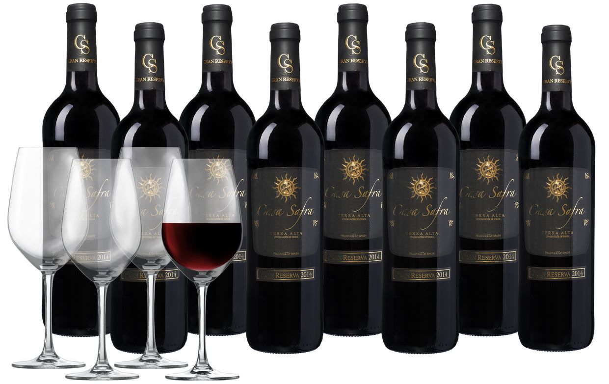 Casa Safra Terra Alta GR Rotwein 8 Flaschen + 4 Schott Zwiesel Weingläser für nur 44,99€