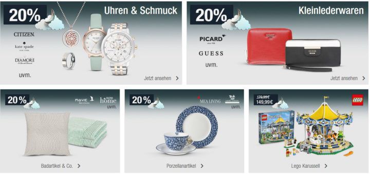 20% Rabatt auf Uhren, Schmuck, Kinderwäsche uvm.   Galeria Kaufhof Mondschein Angebote