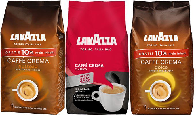 Verschiedene Lavazza Kaffeebohnen mit je 1kg + 10% mehr Inhalt ab 9€