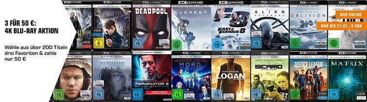 3er Pack 4K Blu rays für nur 50€ bei Saturn