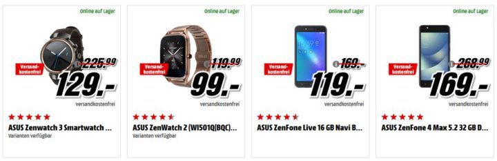 Media Markt ASUS Tiefpreisspätschicht: günstige  Notebooks, Monitore, Smartwatches & Smartphones