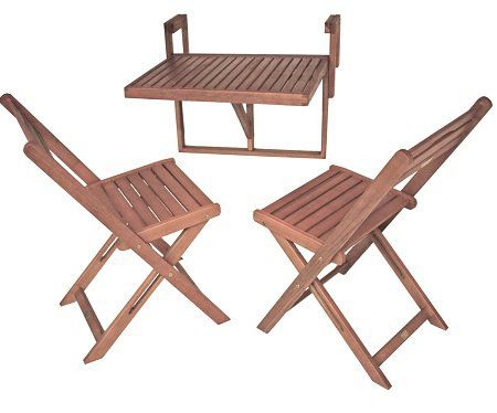 Balkon Set mit Klappstühlen und Hänge Balkontisch aus Holz für 49,99€ (statt 100€)