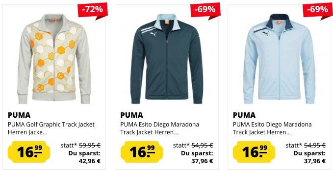 Puma (Sport) Jacken ab 16,99€ bei SportSpar