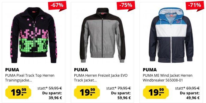 Puma (Sport) Jacken ab 16,99€ bei SportSpar
