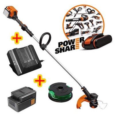 Worx WG168E Rasentrimmer mit Fadenspule, Akku und Ladegerät für 119,99€ (statt 165€)
